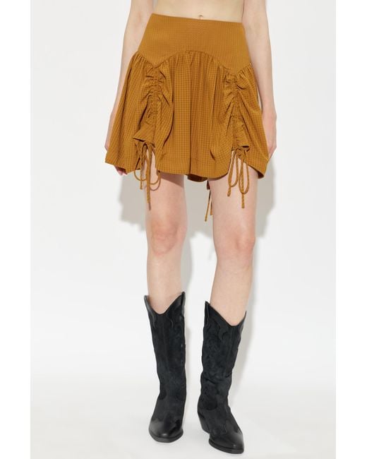 AllSaints Natural Pleated Midi Skirt