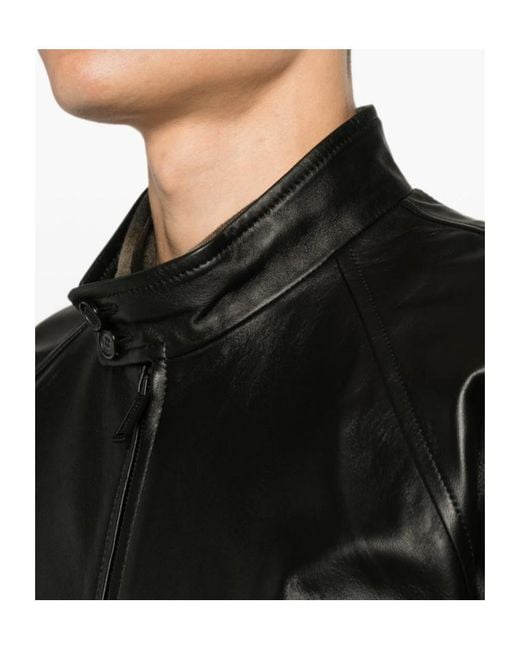 DSquared² Black Zip-Up Leather Jacket for men