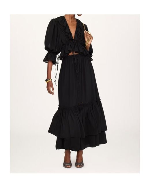 Chloé Black Tiered Ruffled Maxi Skirt