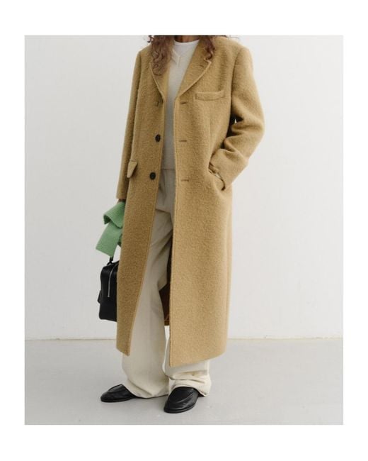 DUNST Natural Boucle Wool 3-Button Coat
