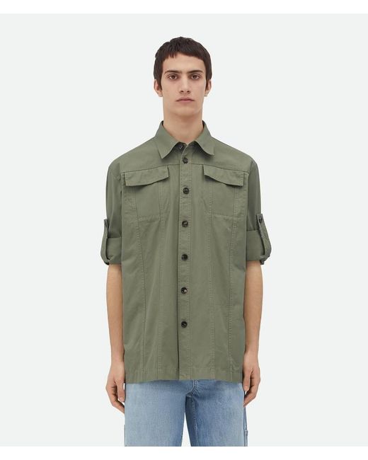 Bottega Veneta Green Light Cotton Twill Overshirt for men