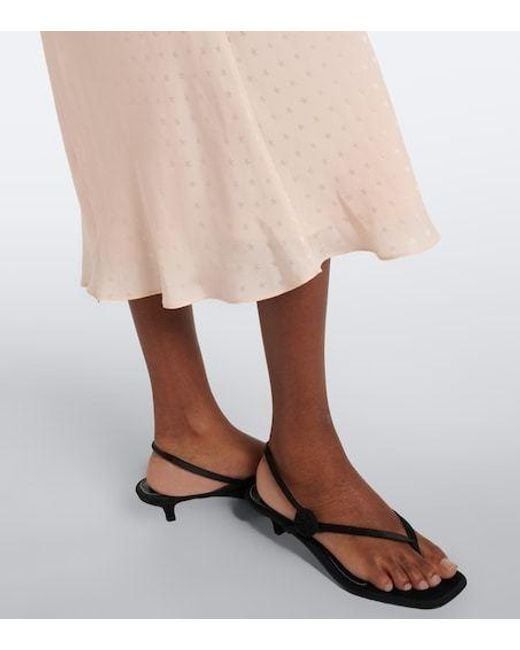 Alessandra Rich Pink Bow-Detail Ruffled Silk Jacquard Midi Dress