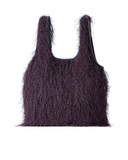 Dries Van Noten Purple Ruffled Small Top Handle Bag