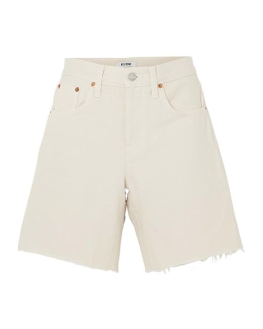 Re/done White Boyfriend Cutoff Denim Mini Shorts