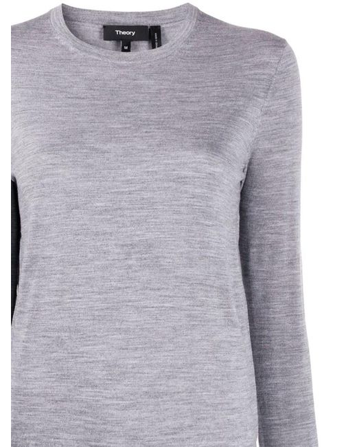 Theory Gray Long-Sleeved Crewneck Jumper