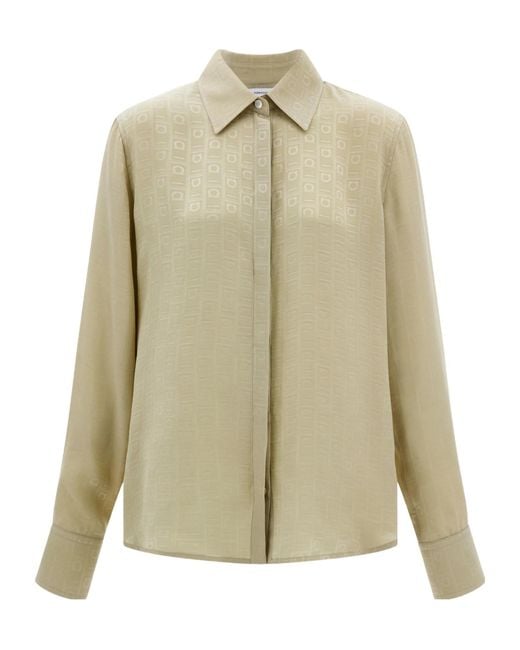 Ferragamo Natural Ferragamo Monogram Silk Shirt