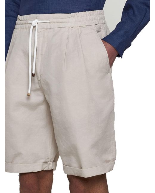 Brunello Cucinelli Gray Elasticated Waistband Drawstring Shorts for men