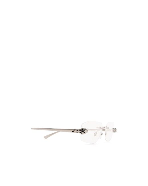 Cartier White Rectangle Frameless Glasses