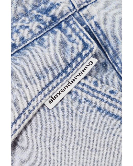 Alexander Wang Blue Oversized Hooded Padded Bleached Denim Jacket