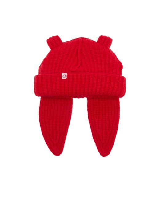 charlesjeffreyloverboy Red Ribbed Knitted Beanie for men