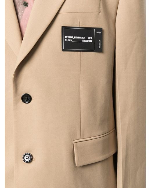 we11done Natural Logo-Patch Single-Breasted Blazer for men