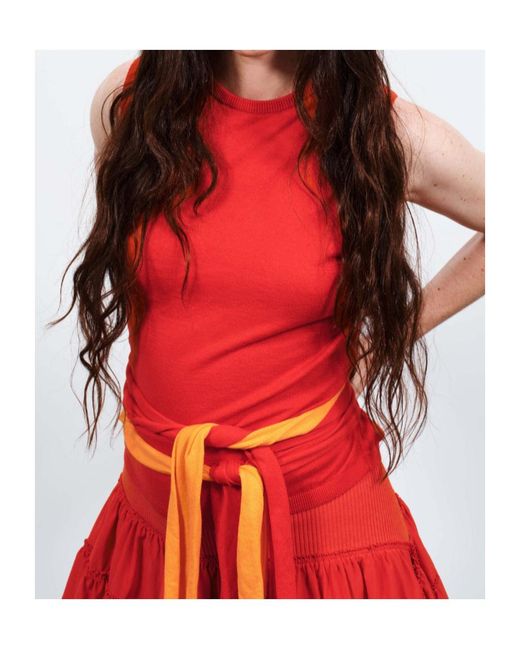 J.W. Anderson Red Jw Anderson Tie-Waist Knitted Top
