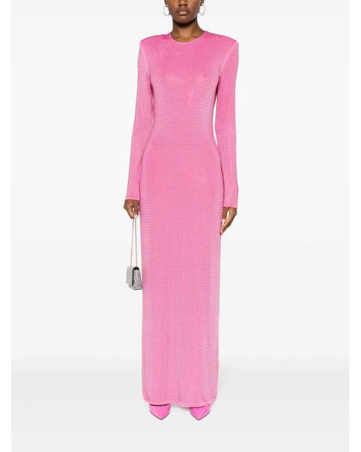 ROTATE BIRGER CHRISTENSEN Pink Crystal Embellished Backless Dress