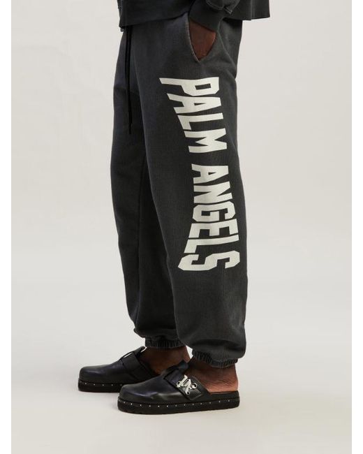 Palm Angels Black Logo Printed Drawstring Sweatpants for men