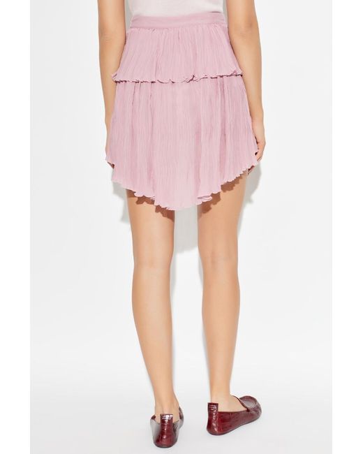 Blumarine Pink Tiered Asymmetric Pleated Skirt