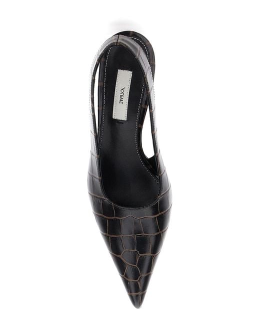 Totême Black Totême Classic Embossed Slingback Pumps