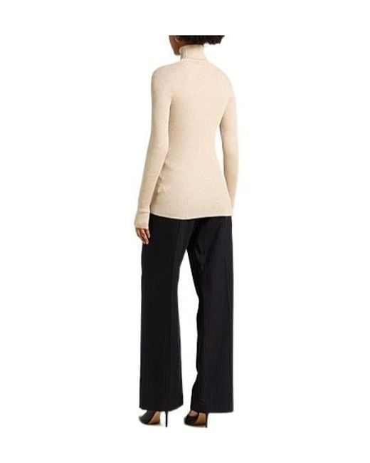 Brunello Cucinelli Natural Fitted Turtleneck Knit Sweater