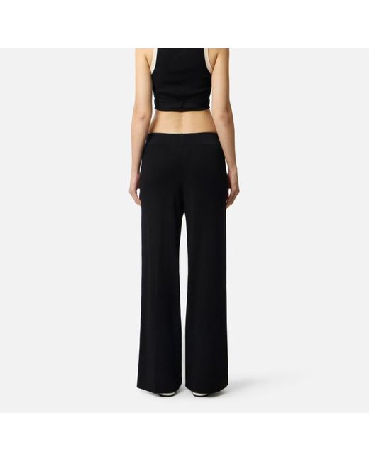 Elisabetta Franchi Black Shiny Bands Trousers