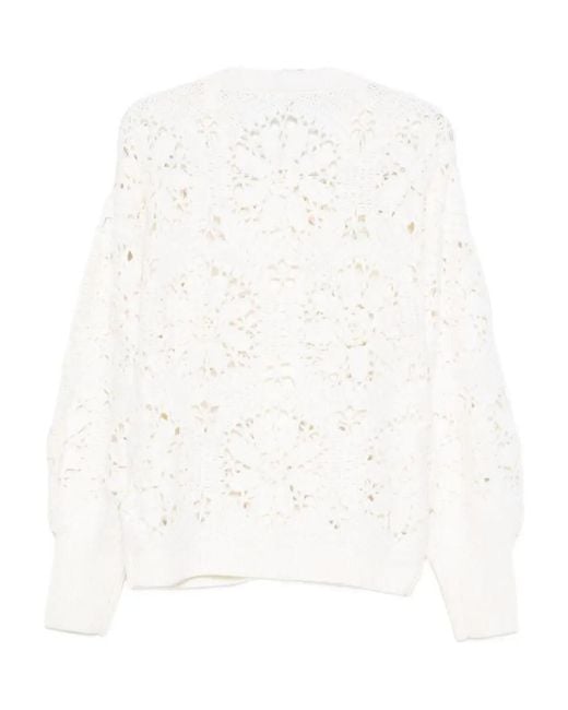 Farm Rio White Crochet Floral Cardigan