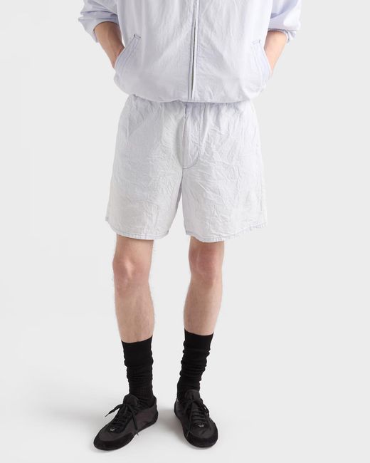 Prada White Chambray Bermudas for men