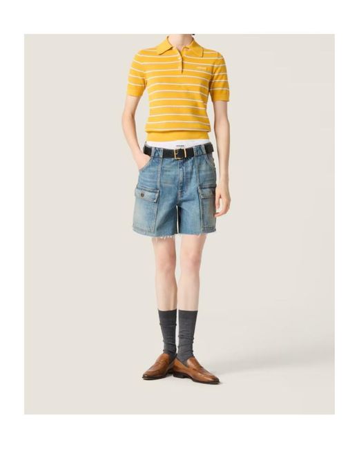 Miu Miu Blue Cargo Denim Bermuda Shorts