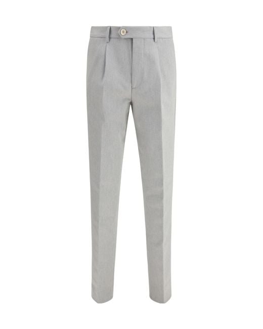 Brunello Cucinelli Gray Welt-Pocket Wool Trousers for men