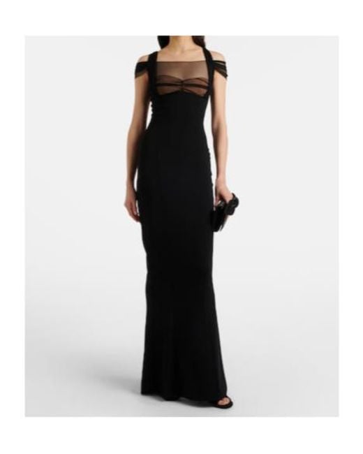 Nensi Dojaka Black Draped Maxi Dress