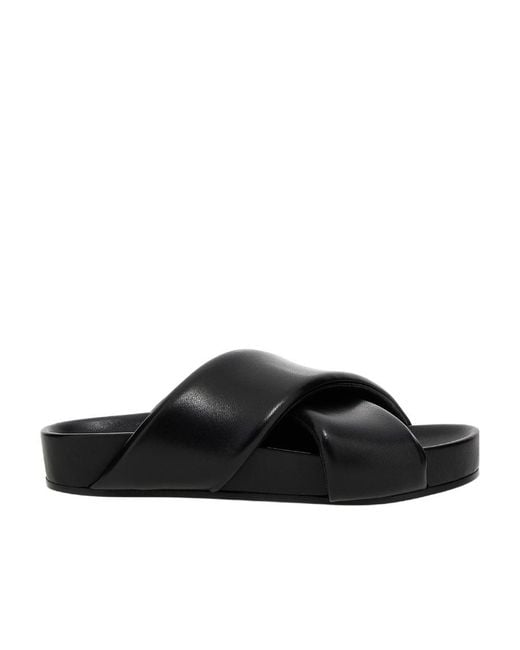 Jil Sander Black Crossover-Strap Padded Sandals for men