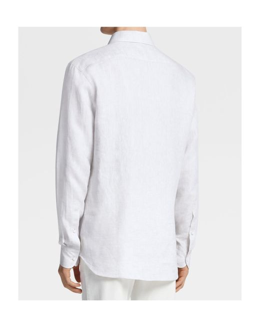 Zegna White Buttoned Long-Sleeved Shirt for men