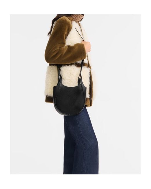 Longchamp Black Curved Leather Shoulder Bag