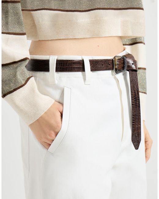 Brunello Cucinelli White Cotton-Linen Gabardine Chinos