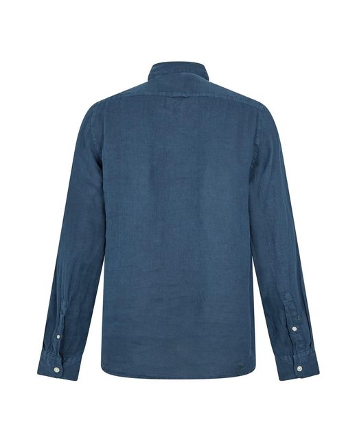 Woolrich Blue Wool Linen Shirt Sn99 for men