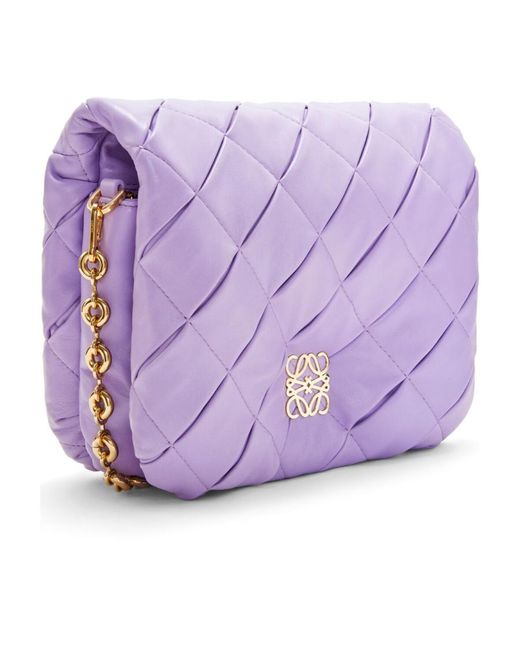 Loewe Purple Puffer Goya Woven Shoulder Bag