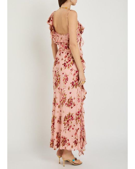 Rixo White Floral-Print Woven Maxi Dress