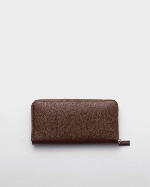 Prada Brown Logo Plaque Zip-Around Wallet for men