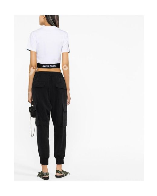 Palm Angels Blue Miami Print Crop T-Shirt