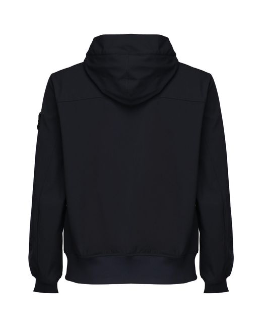 Stone Island Blue Logo Patch Hooded Jacket for men