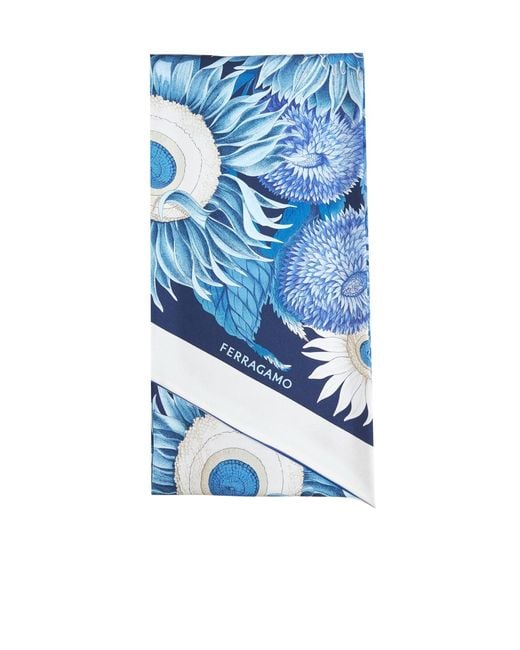 Ferragamo Blue Pattern Scarf