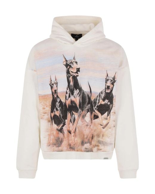 Represent White Western Dobermans Graphic Hoodie for men