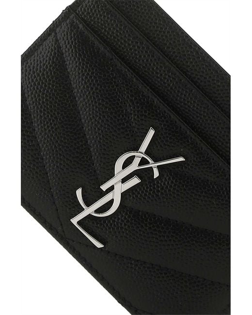 Saint Laurent Black Cassandre Matelassé Card Case