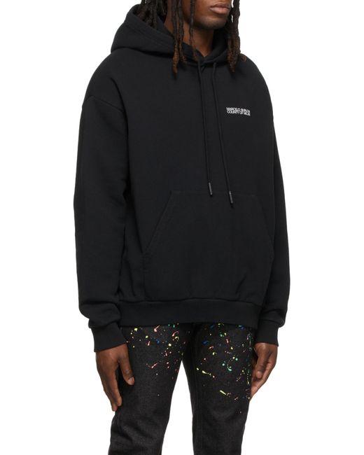 Marcelo Burlon Black County Of Milan Logo Printed Drawstring Hoodie for men