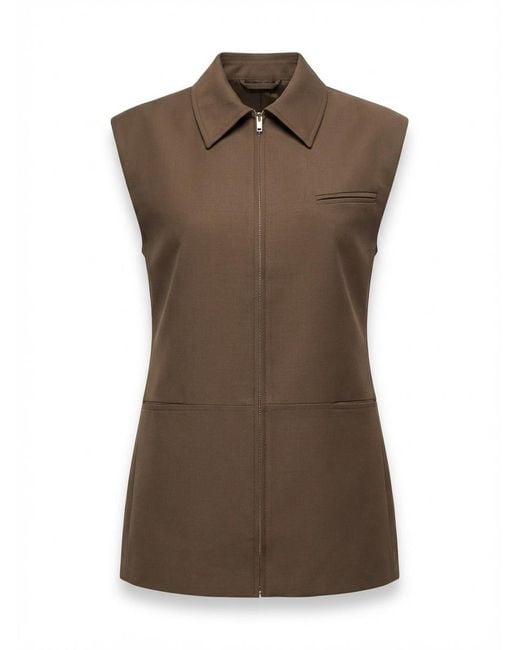 AYA MUSE Brown Elastical Plain Weave Jacket