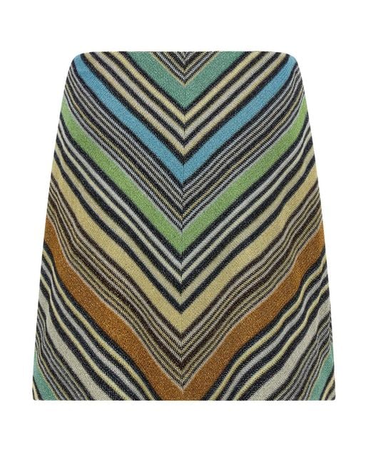 Missoni Green Chevron Lamé Mini Skirt