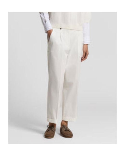 Peserico White Cuffed Straight-Leg Pants