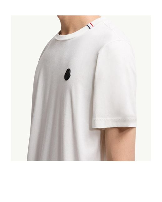 Moncler White Logo Patch Crewneck T-Shirt for men