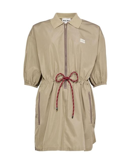 Miu Miu Natural Lapel Short-Sleeved Dress