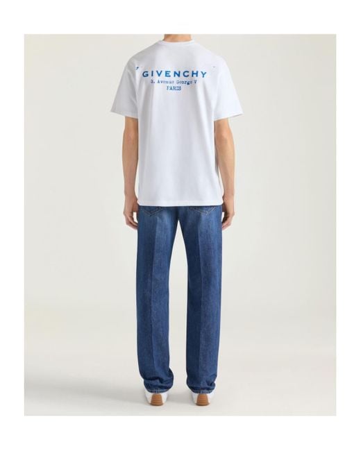 Givenchy Blue Logo Embroidered Straight Leg Jeans for men