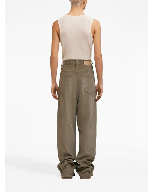 AMI Green Corduroy Straight Trousers for men