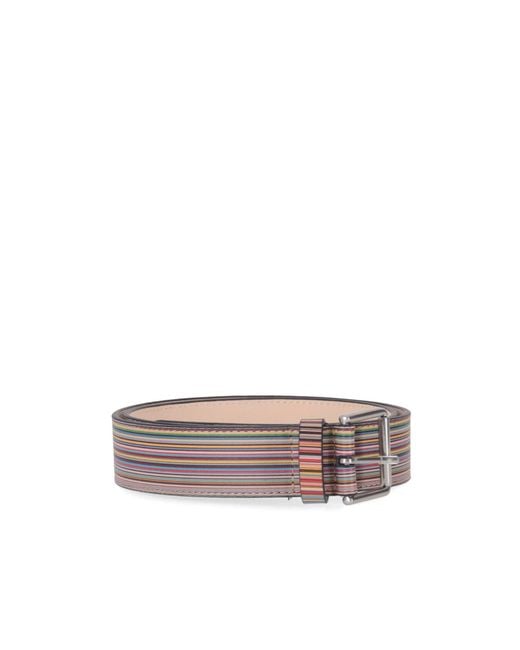 Paul Smith White Signature Stripe Buckle Belt for men