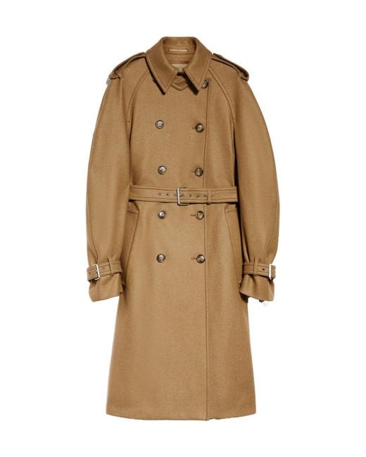 Sportmax Natural Double-Breasted Trench Coat